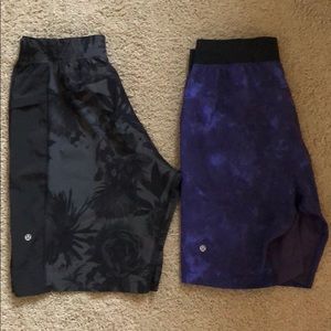 Lululemon Black Floral and Purple Shorts Lot Sz M